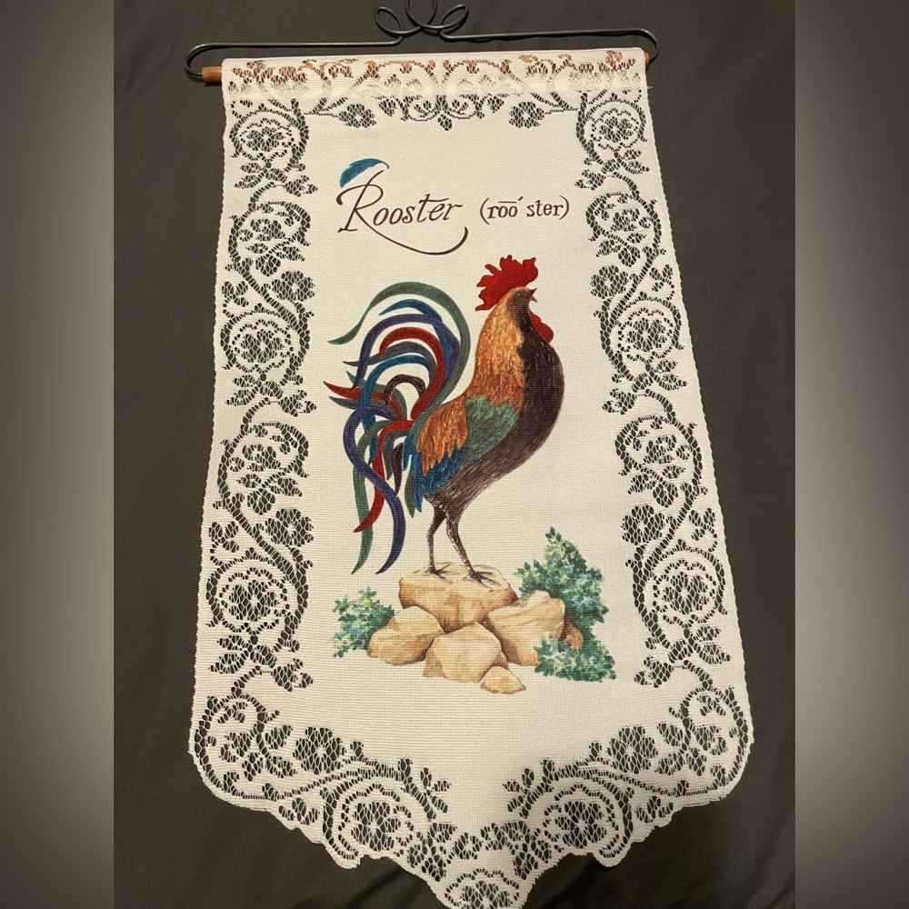 Beautiful “Rooster” Lace Wall Hanging 11.5”x 21”